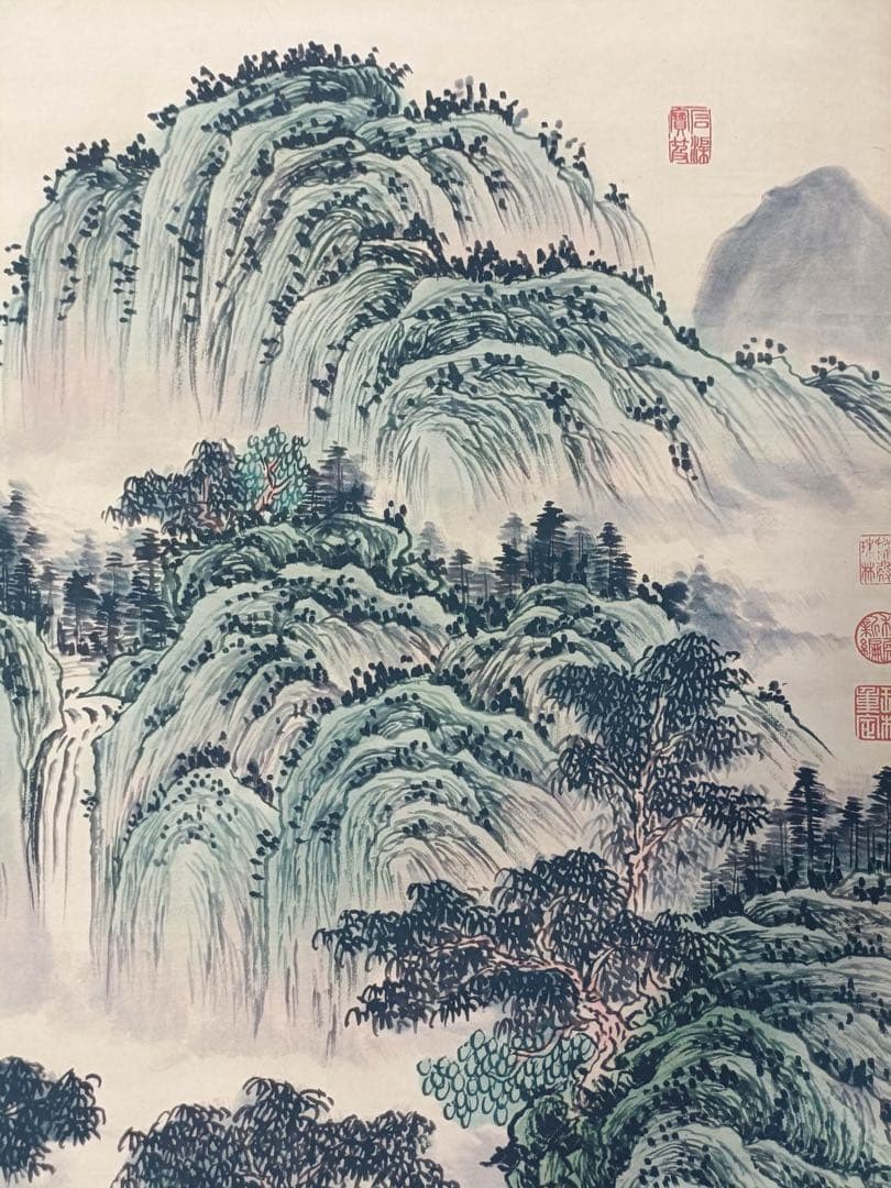 【仇英】潇湘烟雨图 中国画 掛け軸 水墨画 和室 玄関 茶室 壁掛け 美術品