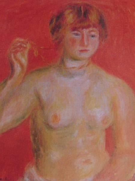 梅原　龍三郎、黄金の首飾り、希少画集画、新品額装付