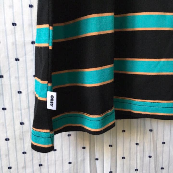 OBEYオベイUS限定オーガニックコットンボーダーTシャツＭ