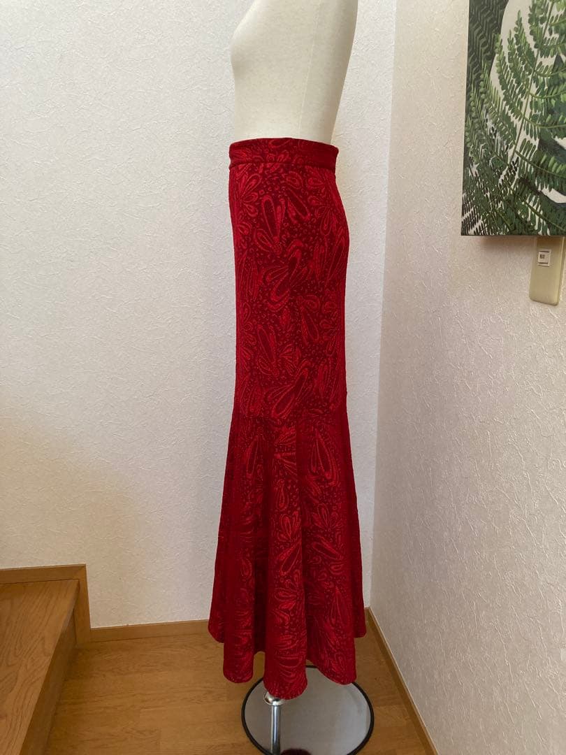 【美品 マウナロア フラダンス 衣装】ドレス　ワンショルダー　赤