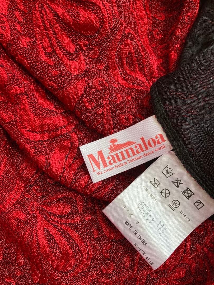 【美品 マウナロア フラダンス 衣装】ドレス　ワンショルダー　赤