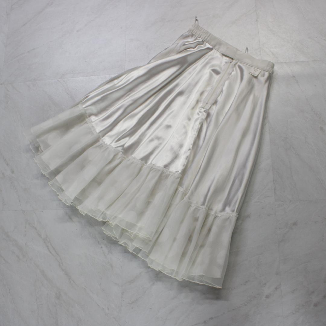 【美品 日本製社交ダンス衣装】上下セット トップス スカート 白 ドット