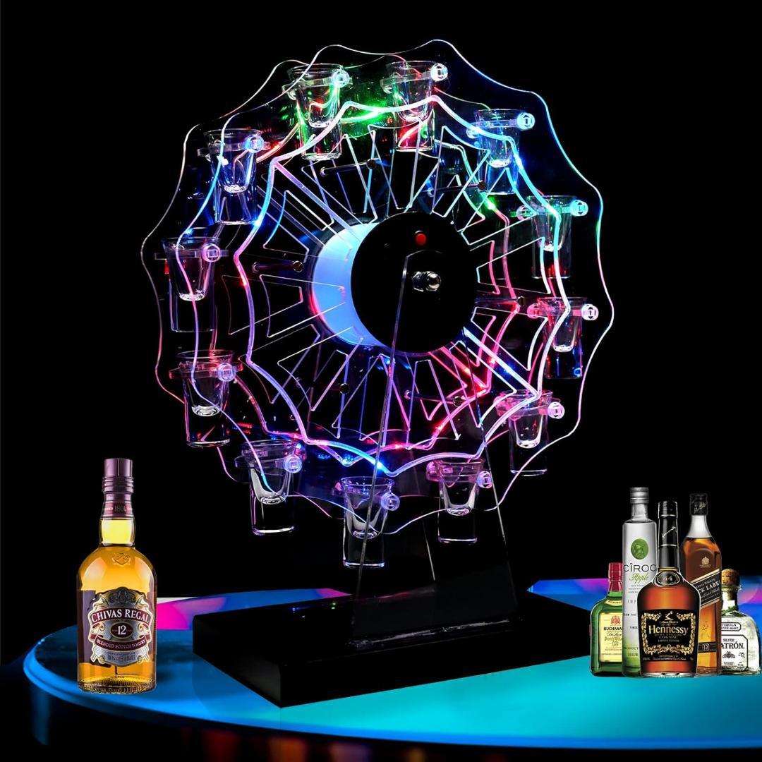 テキーラ観覧車 LED酒ボトルの表示棚 (グラスは含まれません) 観覧車 ワイン