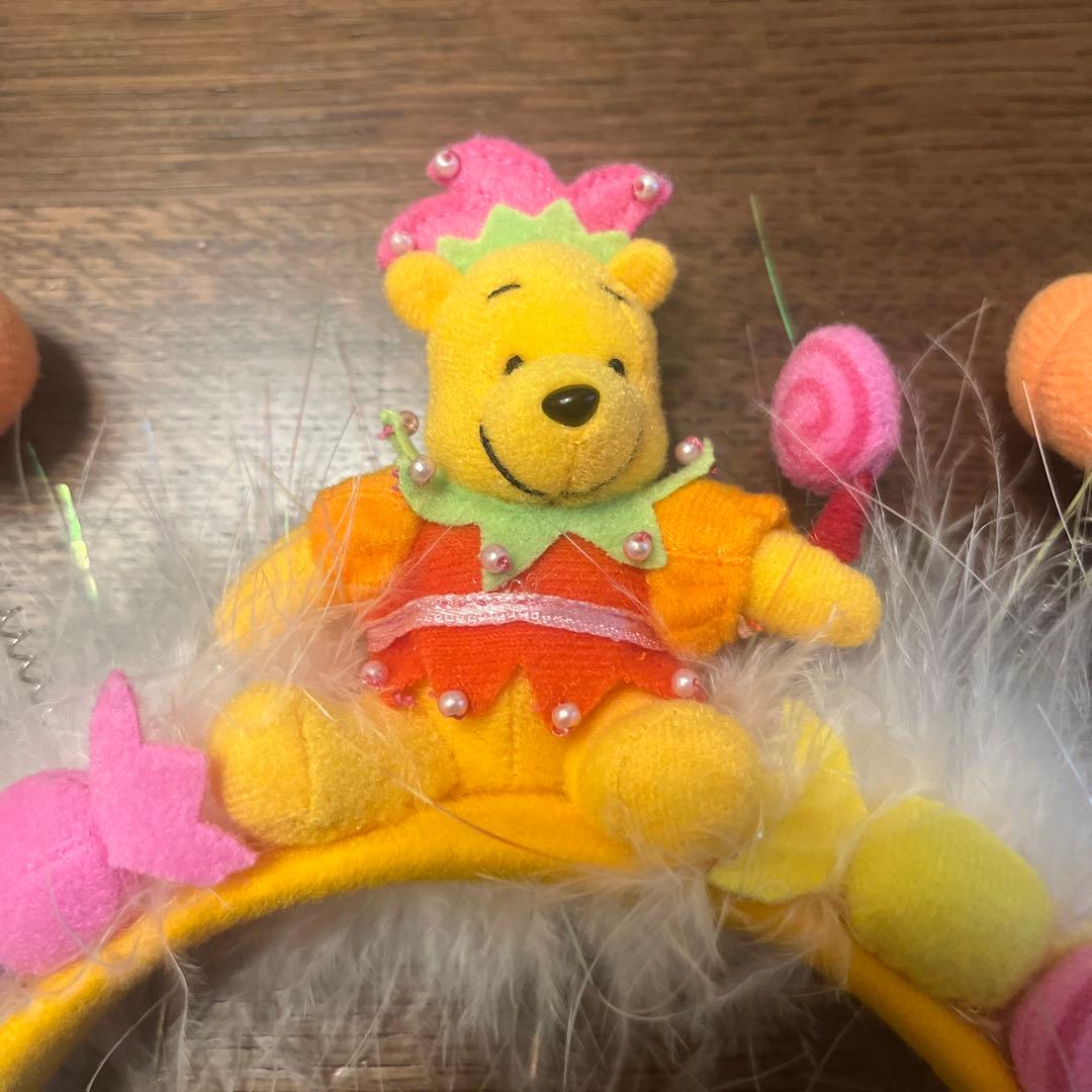 ディズニー　カチューシャ　プーさん　ハロウィン　パンプキン　キャンディ　フェザー