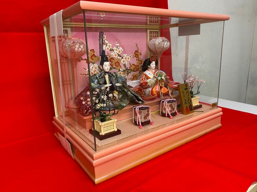 東京久月　雛人形ガラスケース入り親王飾り・間口約５０×奥行約３１×高さ約３７㎝