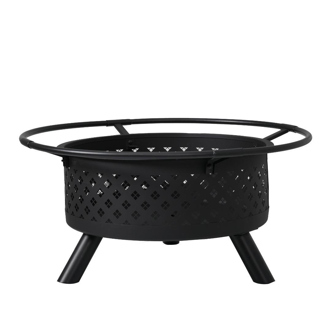【ブラック】ファイヤーピット 屋外大型焚火台 ファミリーキャンプ BBQコンロ