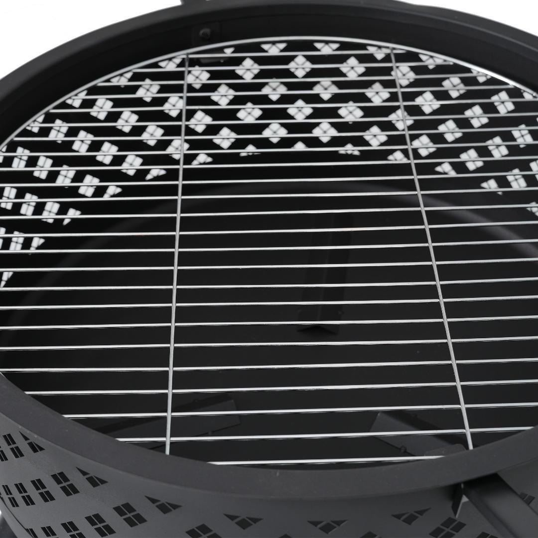 【ブラック】ファイヤーピット 屋外大型焚火台 ファミリーキャンプ BBQコンロ