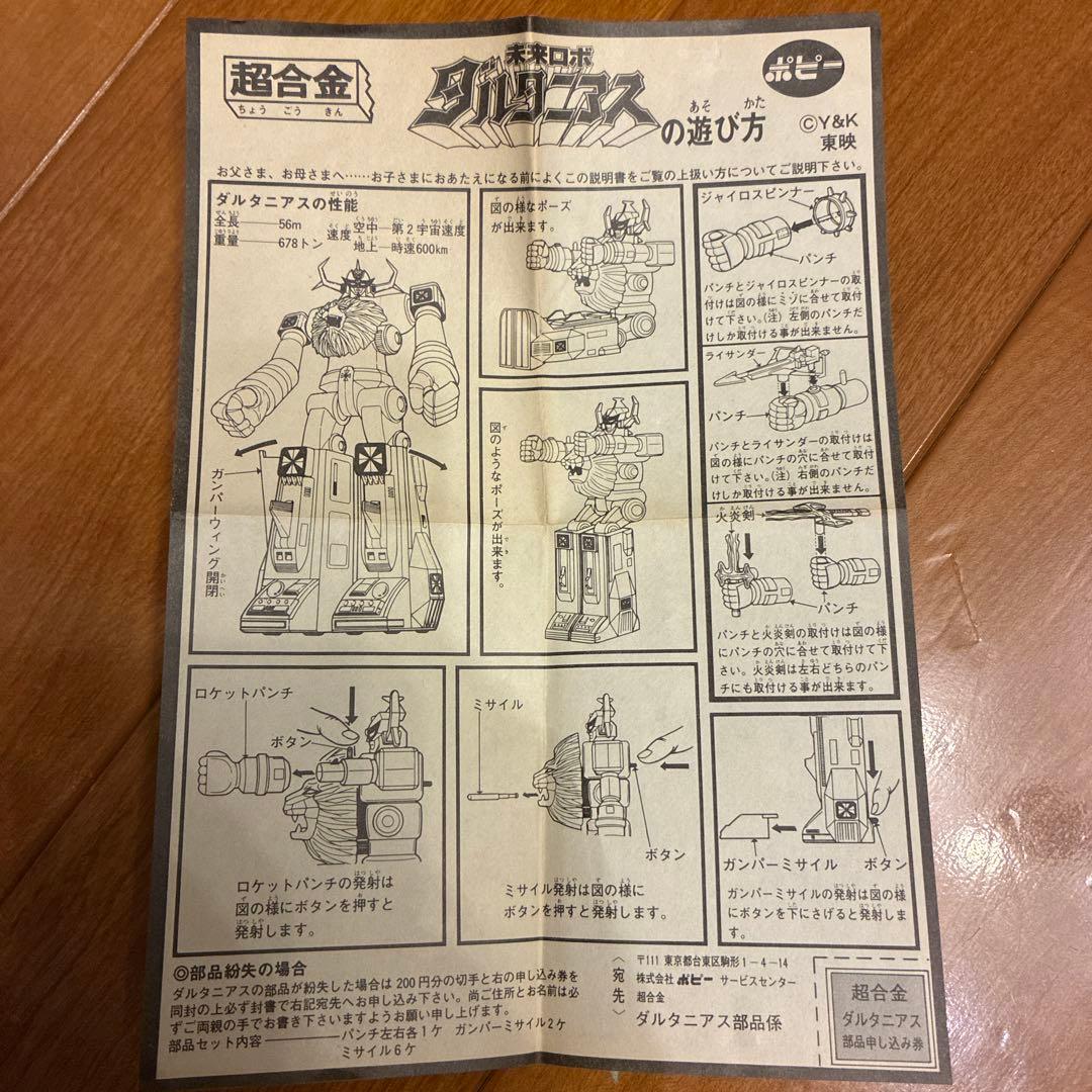 【当時物】未来ロボダルタニアス　超合金 GA99