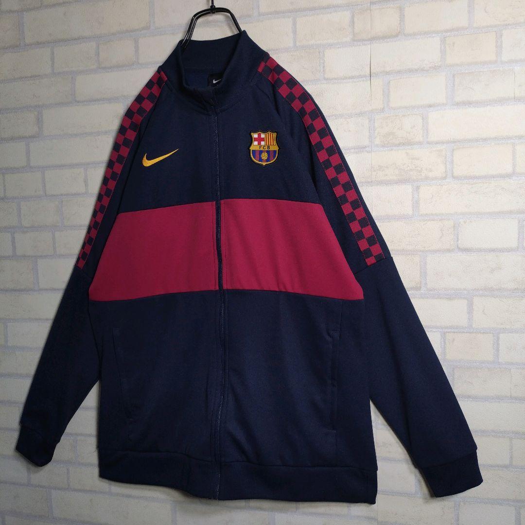 ナイキ★FCB バルサ 刺繍ロゴ ワッペン トラックジャケット 紺 XL