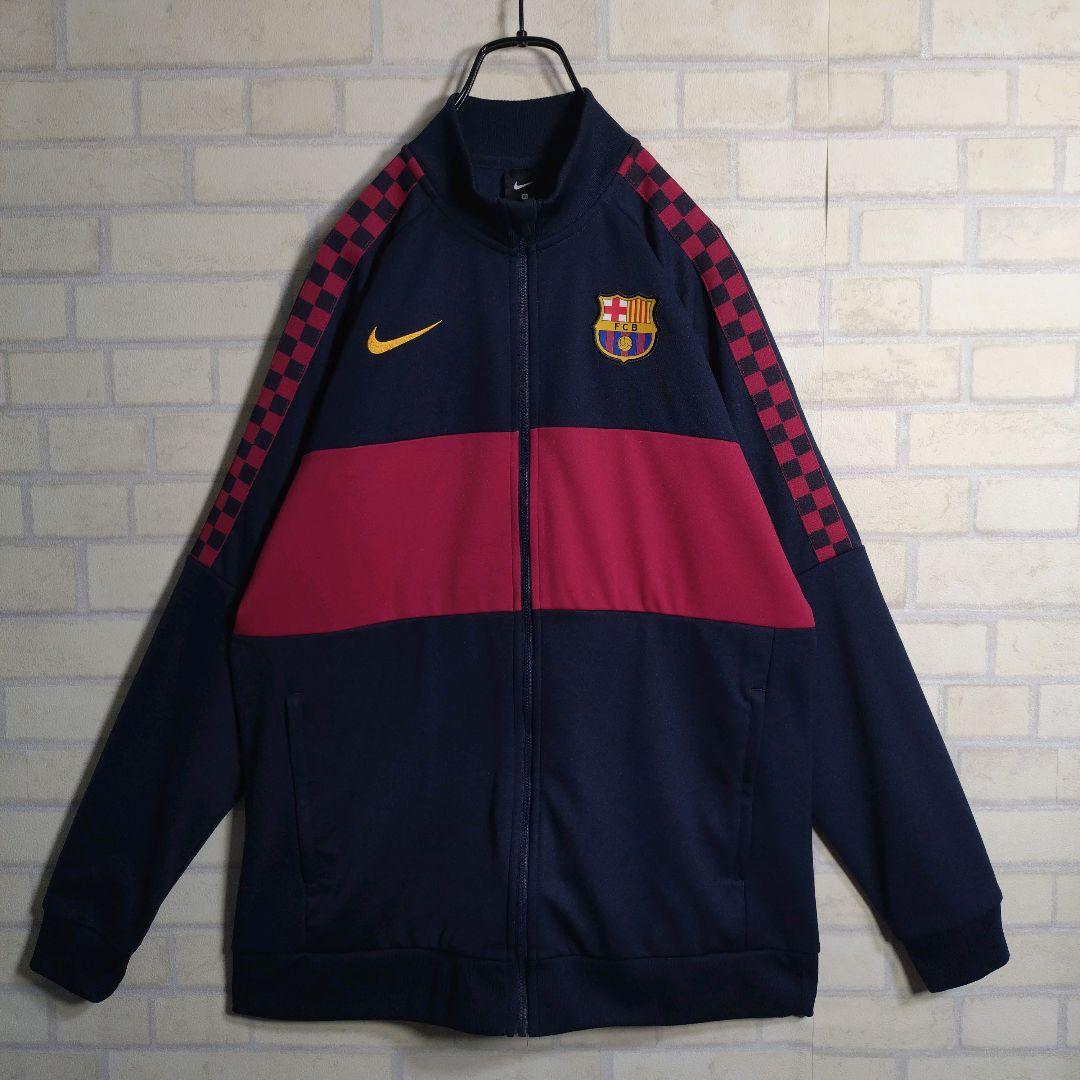 ナイキ★FCB バルサ 刺繍ロゴ ワッペン トラックジャケット 紺 XL