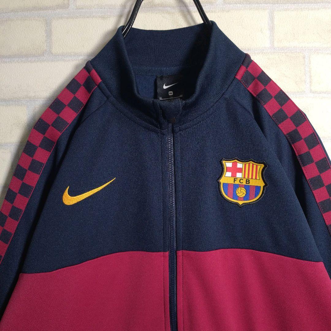 ナイキ★FCB バルサ 刺繍ロゴ ワッペン トラックジャケット 紺 XL