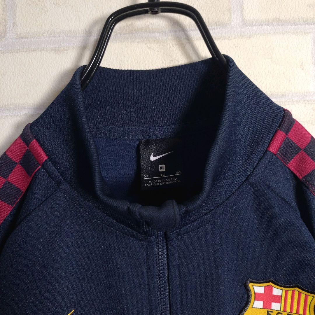 ナイキ★FCB バルサ 刺繍ロゴ ワッペン トラックジャケット 紺 XL