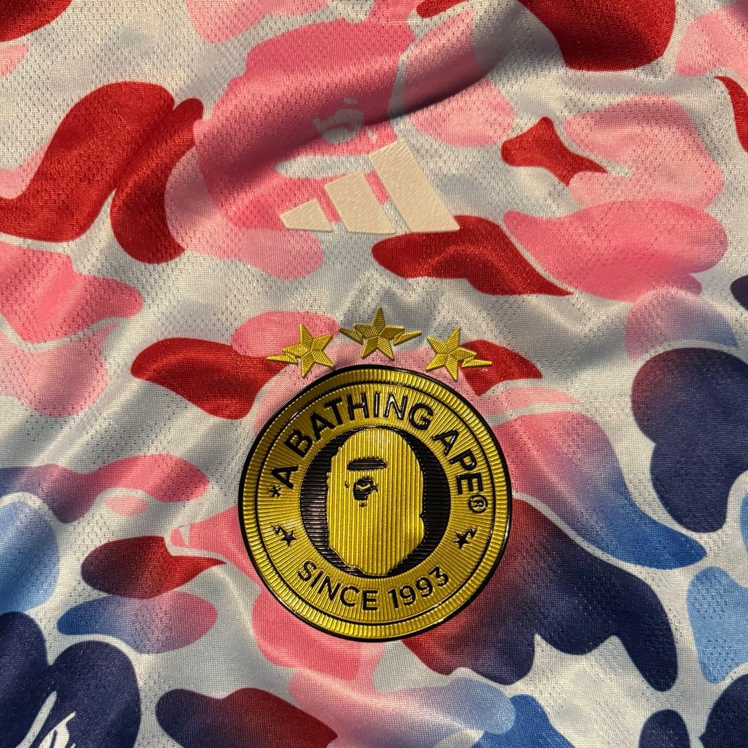 BAPE × adidas コラボ カモ ゲームシャツ トリコロール S 希少