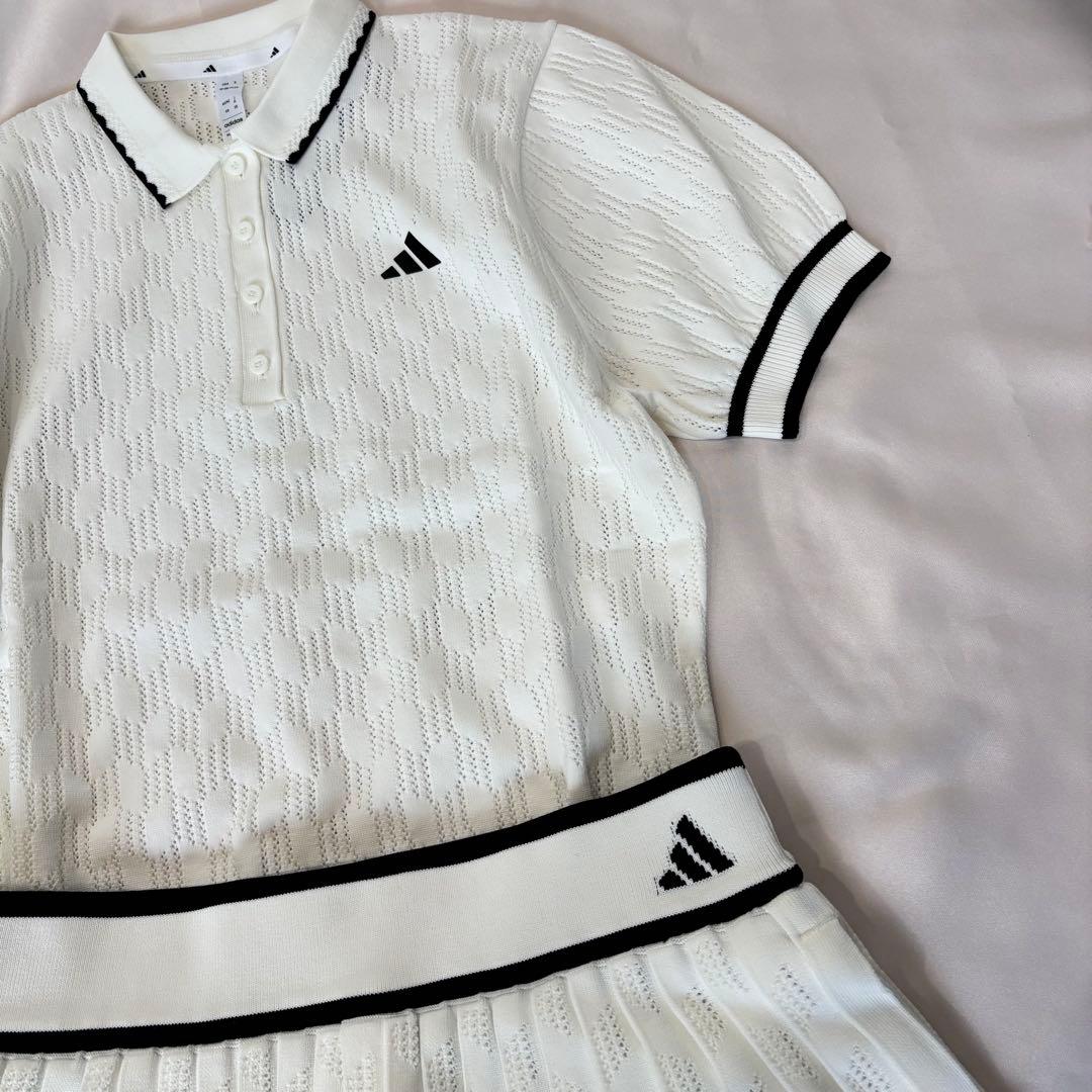 新品adidasゴルフ　パフスリーブニット　プリーツスカート　春夏セットアップ