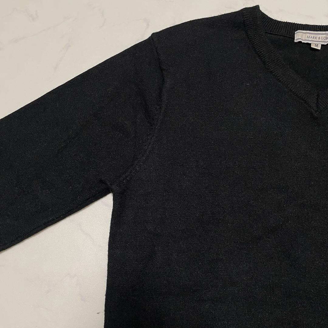 MARK&LONA スカル刺繍 Vネックニットセーター BLACK Mサイズ