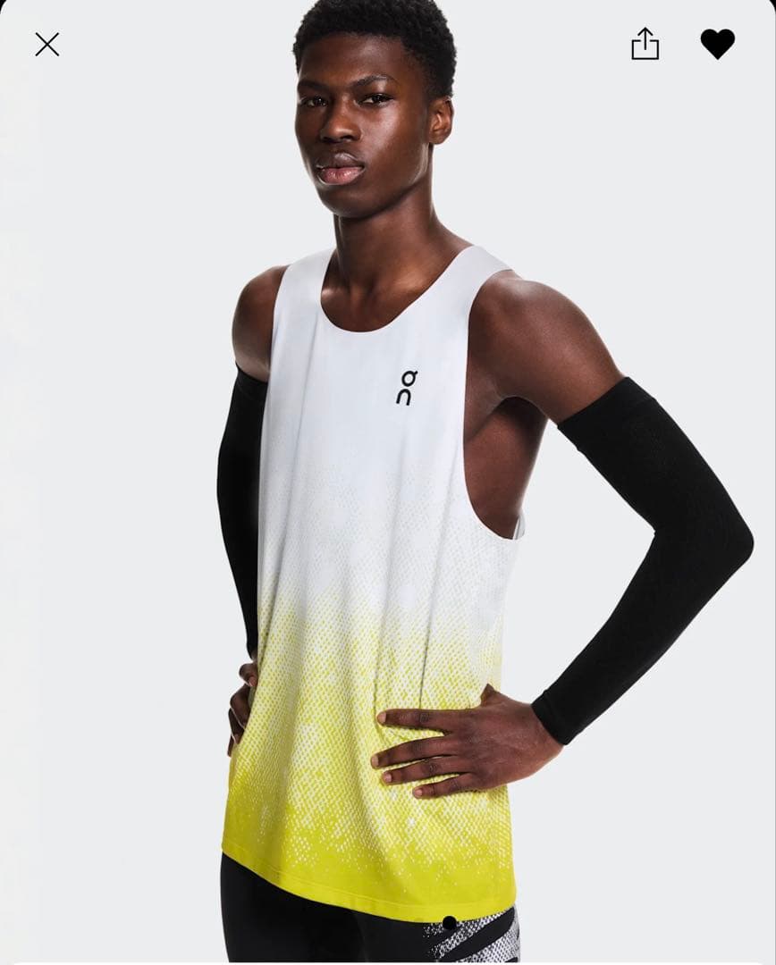 On Zero Singlet ホワイト/イエロー　XS