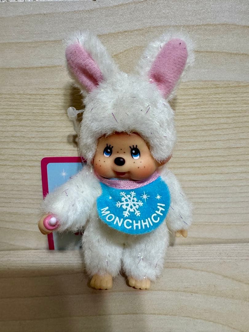 冬限定　雪うさぎモンチッチストラップ