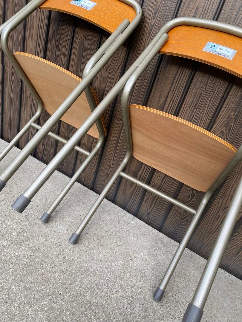 木製　スタッキングチェア　2脚　レトロ　学校イス　ヴィンテージ　什器　カフェ