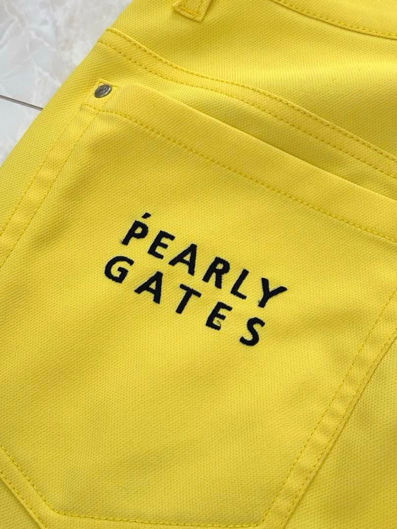 美品　PEARLY GATES ゴルフパンツ　3 薄手　イエロー×ネイビー
