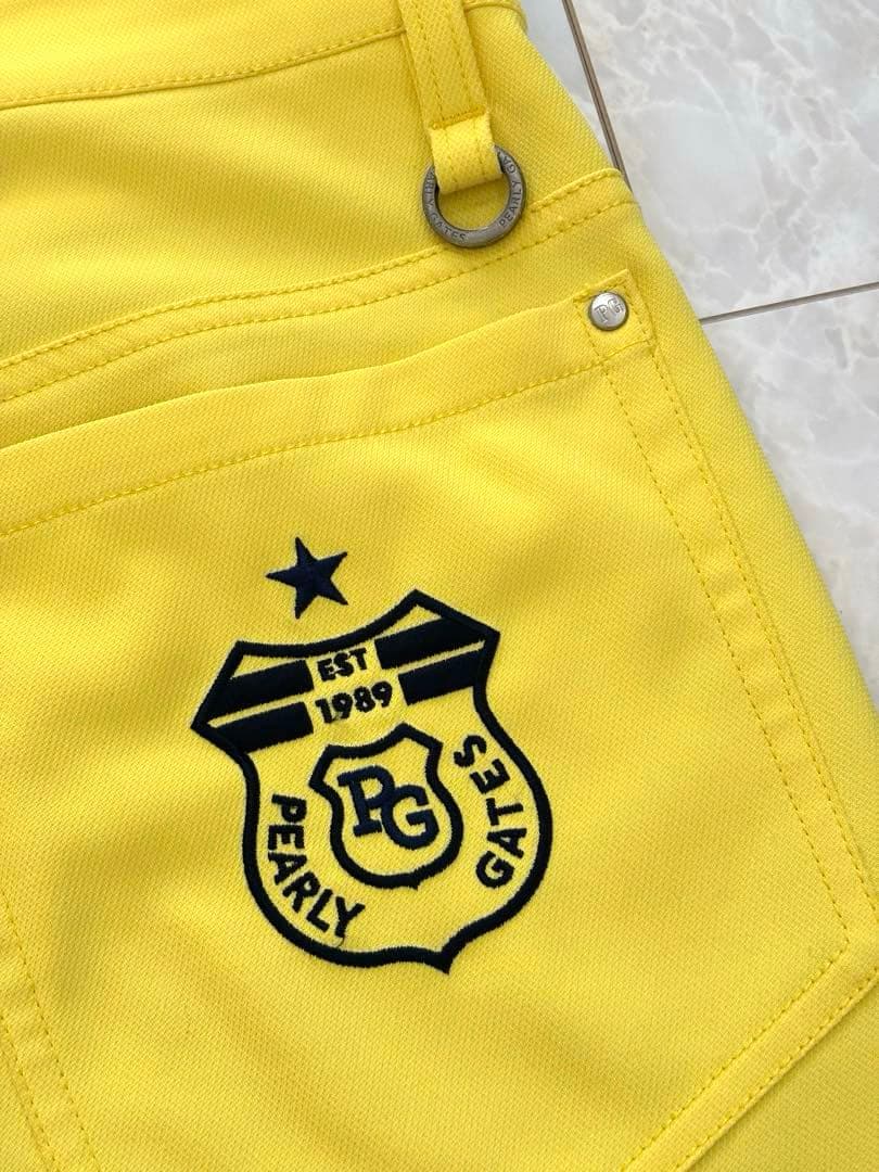 美品　PEARLY GATES ゴルフパンツ　3 薄手　イエロー×ネイビー
