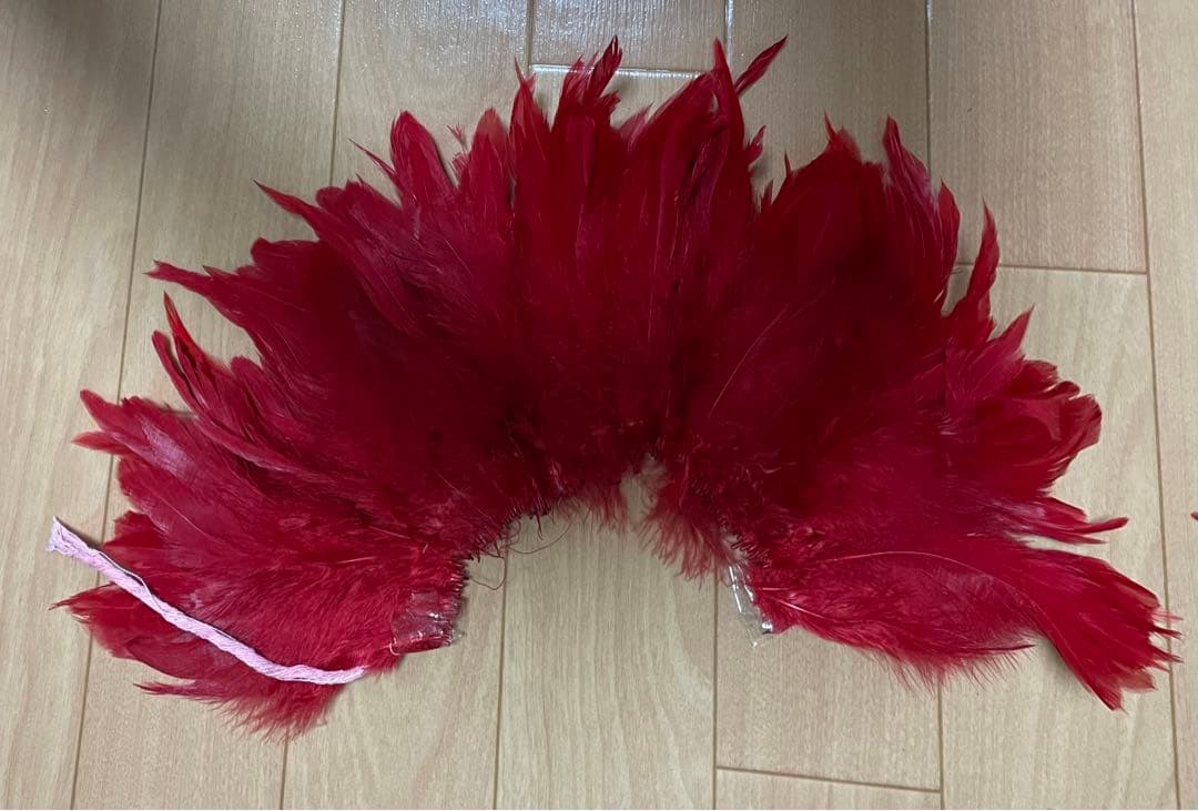 タヒチアンダンス　等　ダンス衣装用羽根（素材）セット　黒　赤　白
