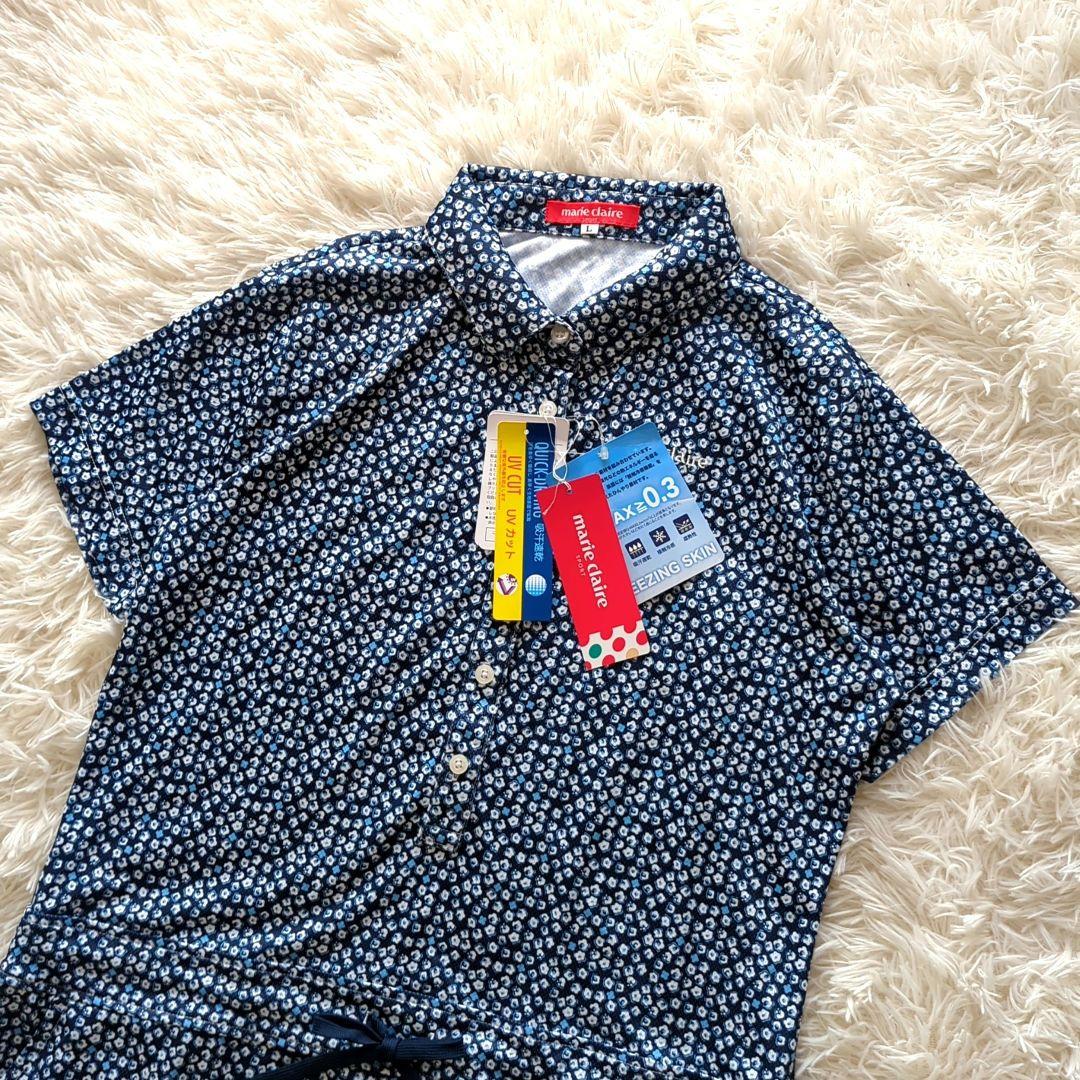 新品　マリクレール ゴルフ 半袖ワンピース　小花柄　フリージングスキン　L