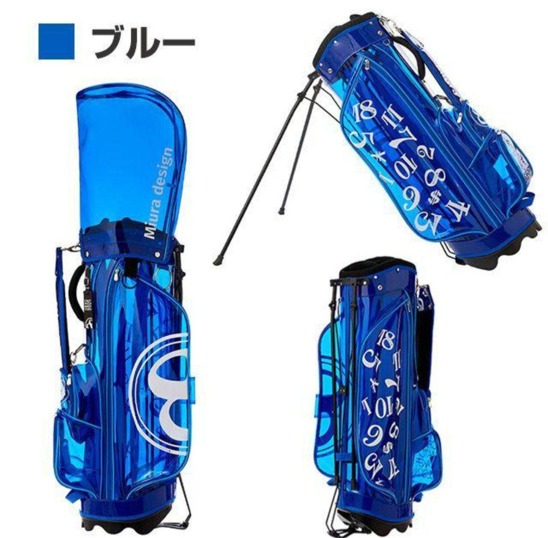 フランク三浦　スタンド式ゴルフバッグ ブルー
