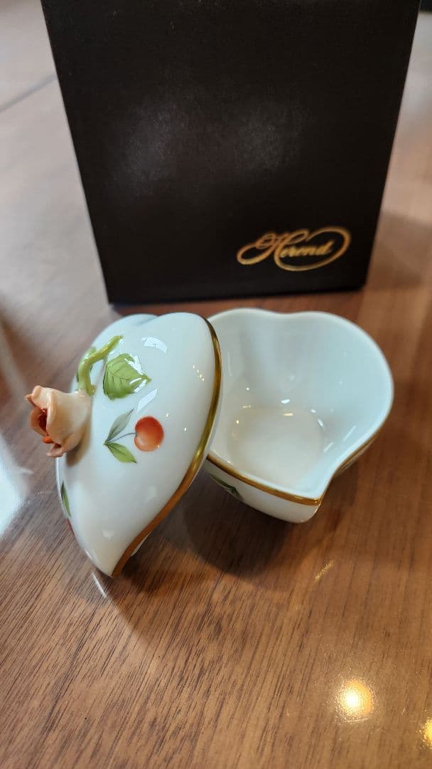 【未使用】Herend ヘレンド ハート型小物入れ 陶磁器