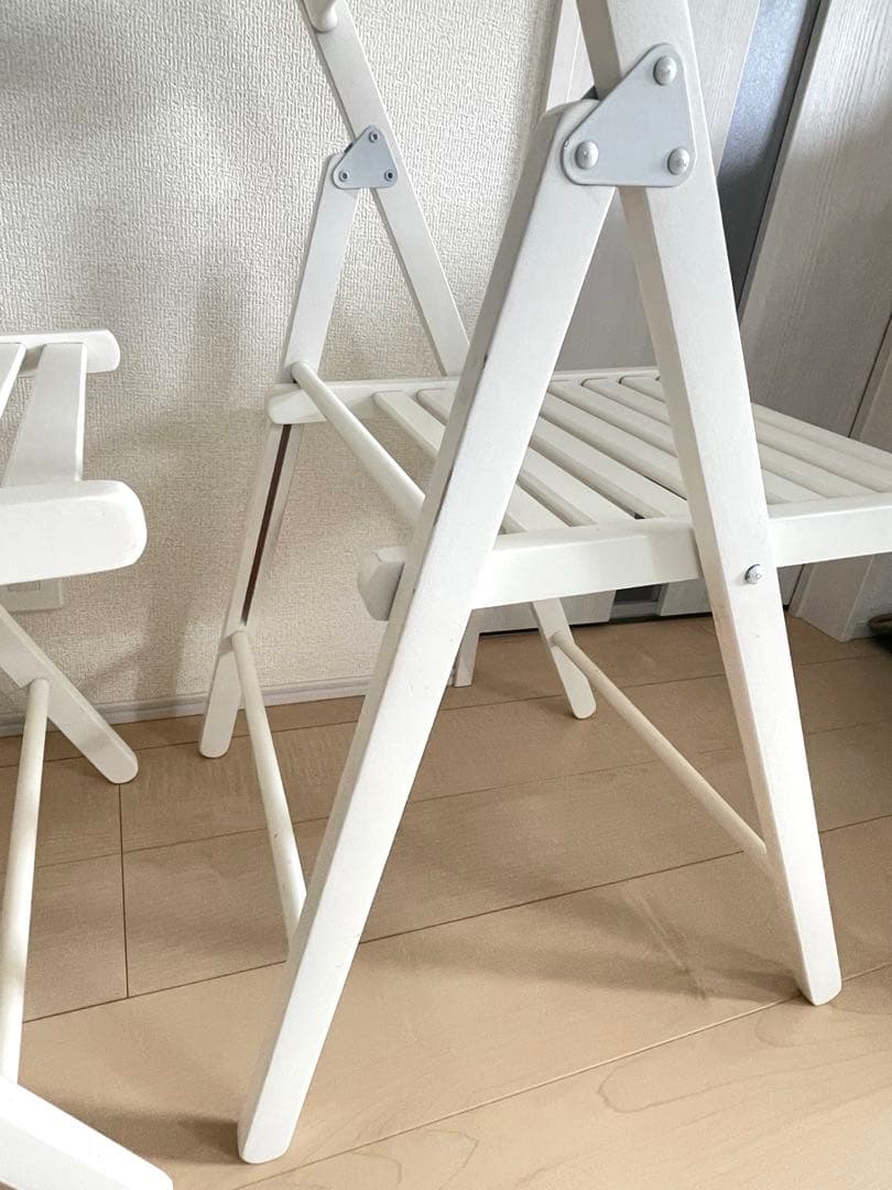 イケア　IKEA 折りたたみチェア　3脚セット　ホワイト　折り畳み椅子