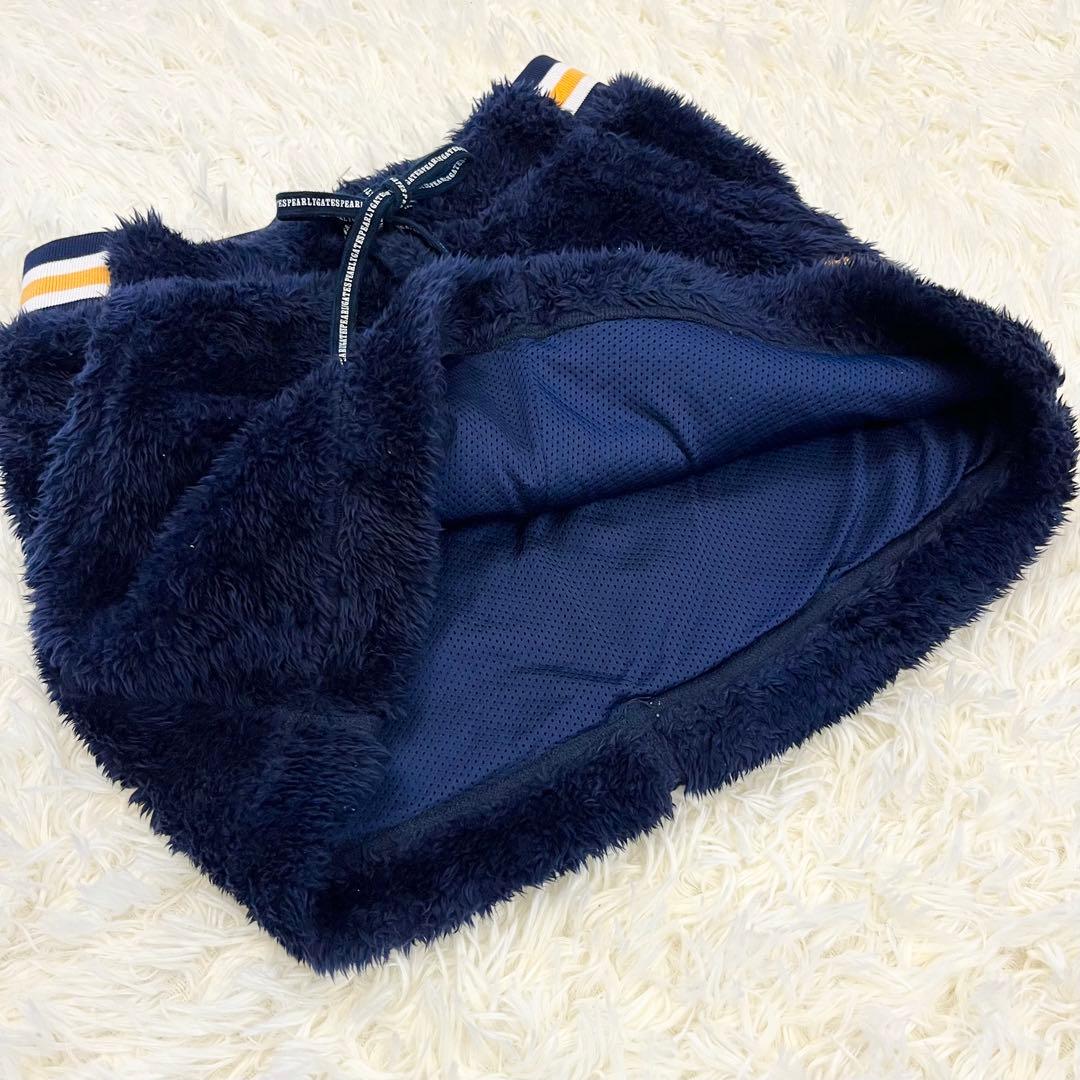 極美品✨PEARLY GATES　ボアスカート　ネイビー　ロゴワッペン