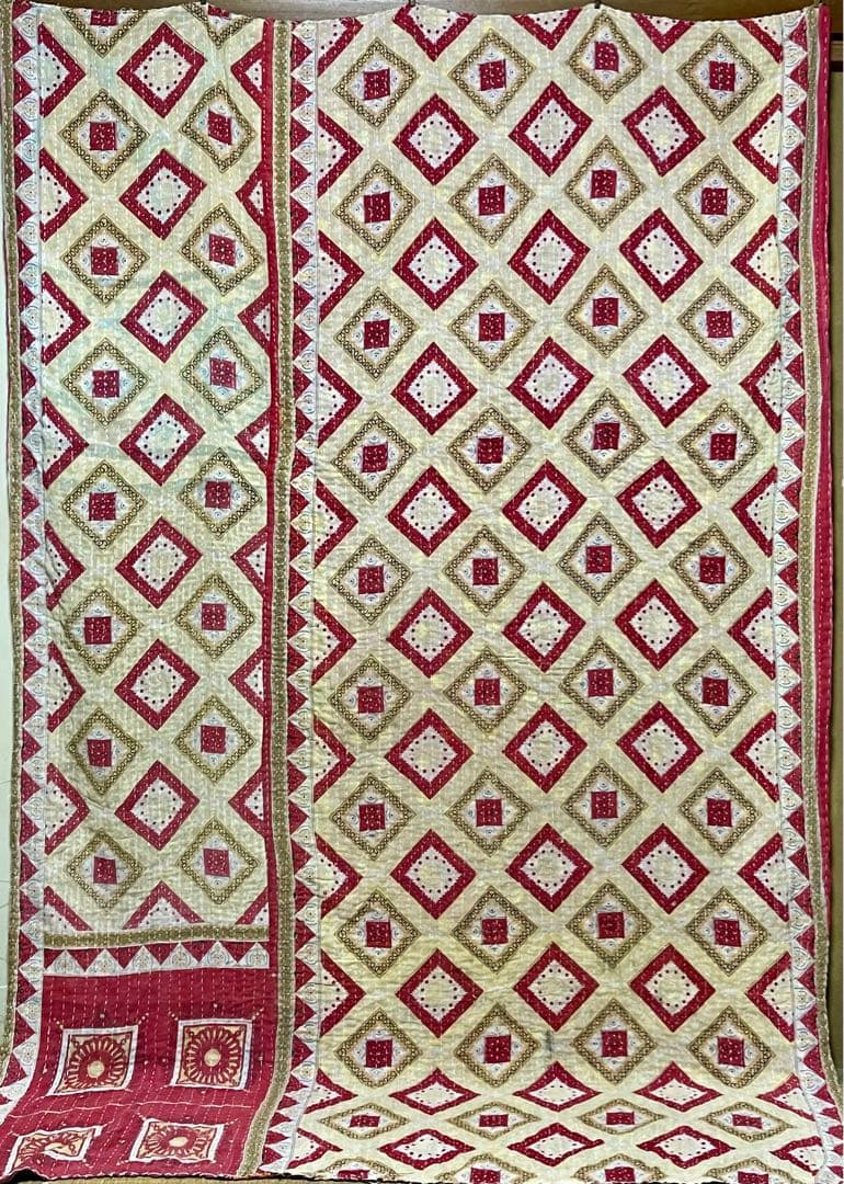 カンタ 刺繍 ラリーキルト インド ヴィンテージ布 ベッドカバー ソファーカバー
