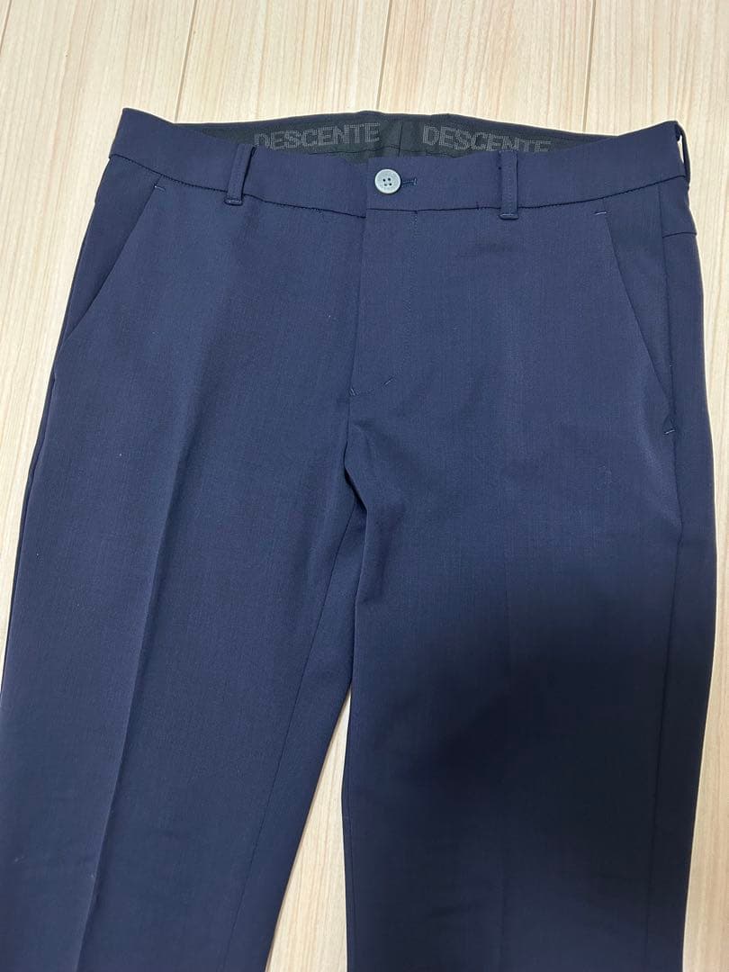 【美品】デサントゴルフ ウール混 ロングパンツ メンズ 79(M) ネイビー