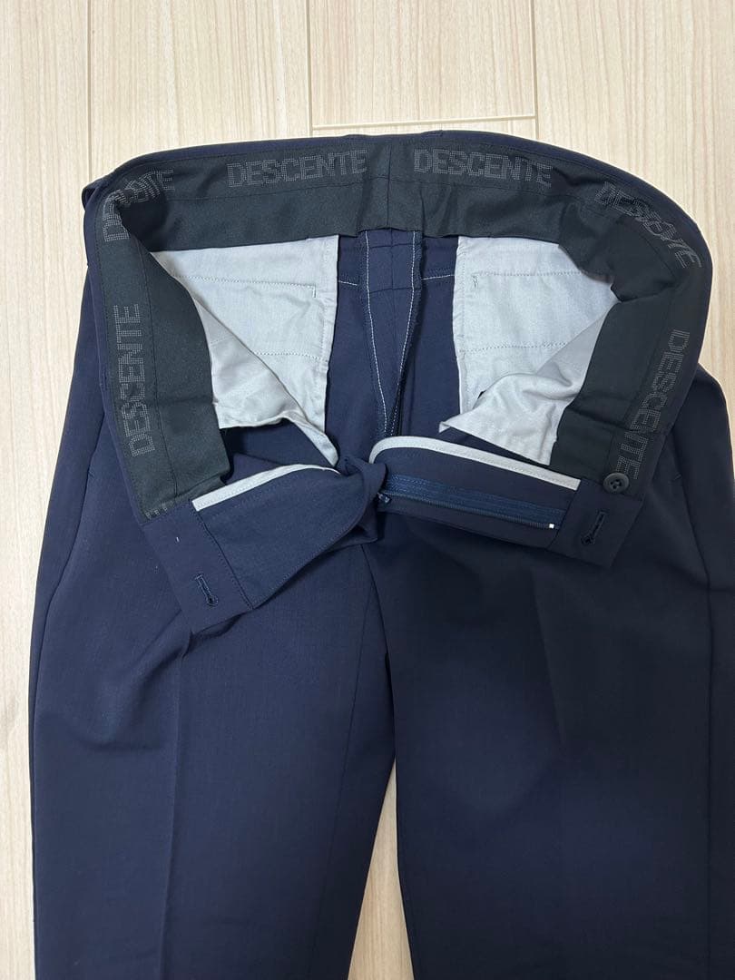 【美品】デサントゴルフ ウール混 ロングパンツ メンズ 79(M) ネイビー