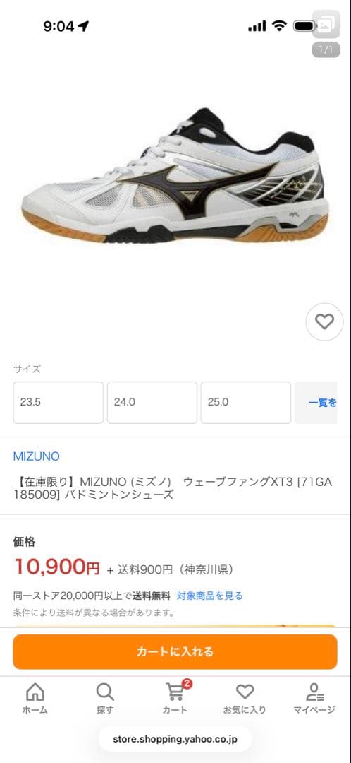 Mizuno WAVE FANG XT3 バドミントンシューズ 24.5㎝