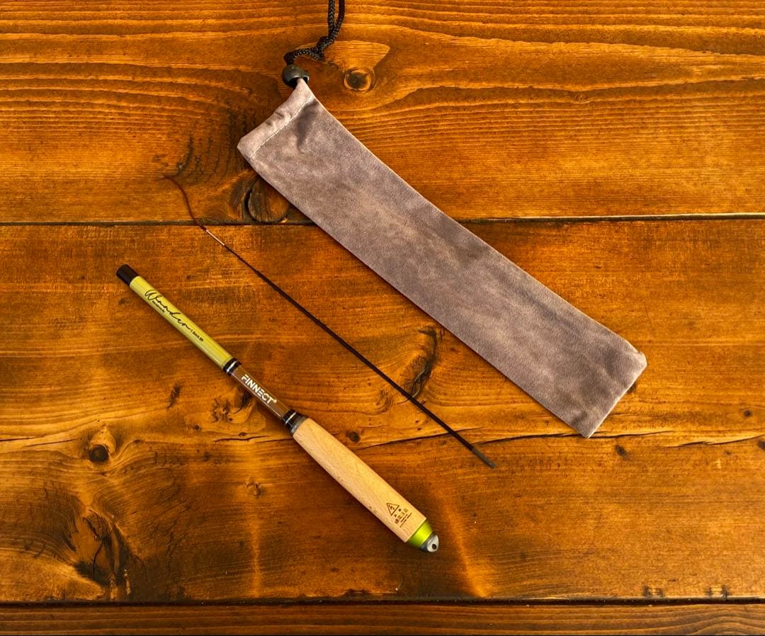 小物釣り竿　タナゴ竿　150cm ウッドグリップ　振り出し竿　ブラウン