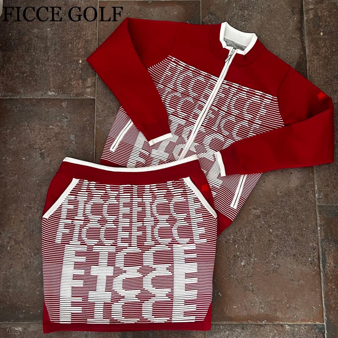 FICCE GOLF セットアップ　ジップセーター　スカート 上下セット　レッド