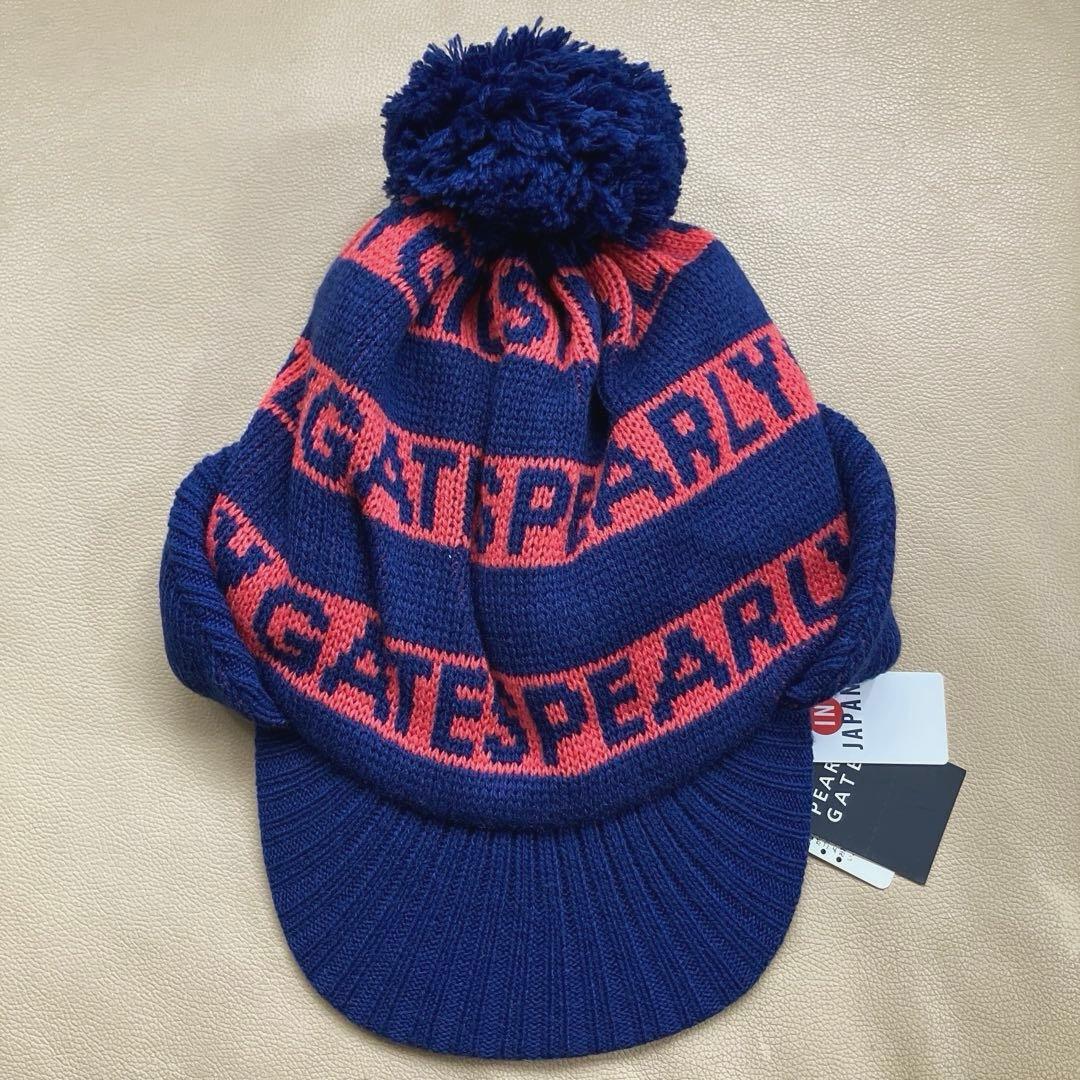 【未着用】 パーリーゲイツ PEARLY GATES 耳当て付きニット帽 タグ付