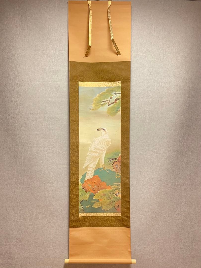 橋本関雪 複製工芸 掛け軸 掛軸 霊鷹 茶掛 絵画 日本画 花鳥図 中国 動物画