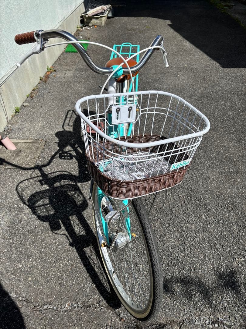 子供用自転車 24インチミントグリーン 前カゴ付き