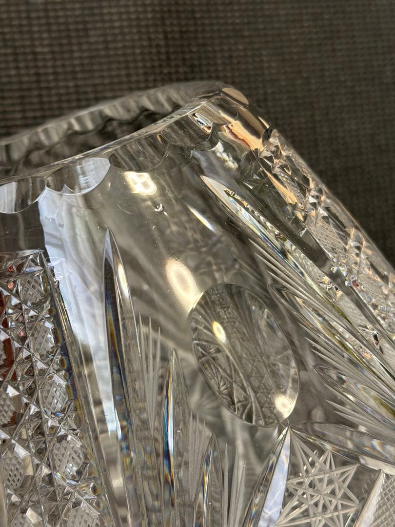 希少　大型 バルソビア ハンドカット クリスタル花瓶　ポーランド製