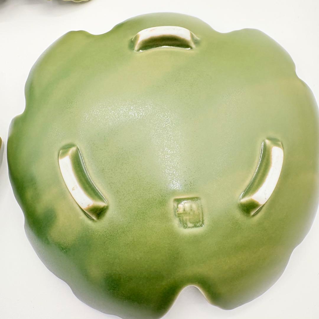 【廃盤品】有田焼　窯元特級品　天龍青磁　銘々皿揃　葉モチーフ　5枚セット　中皿