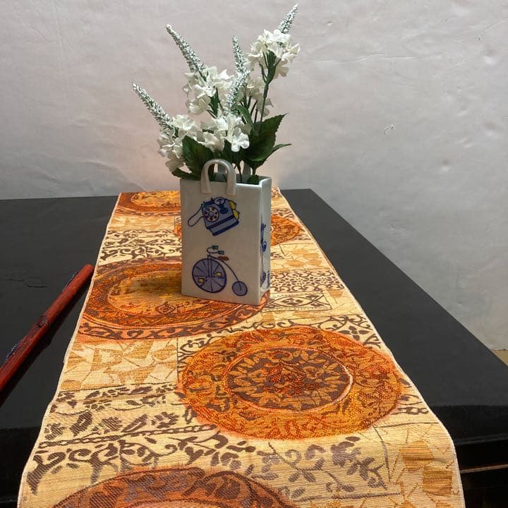 テーブルランナー&マット　華やかなピンクゴールド　正絹帯リメイク 正月&雛祭り