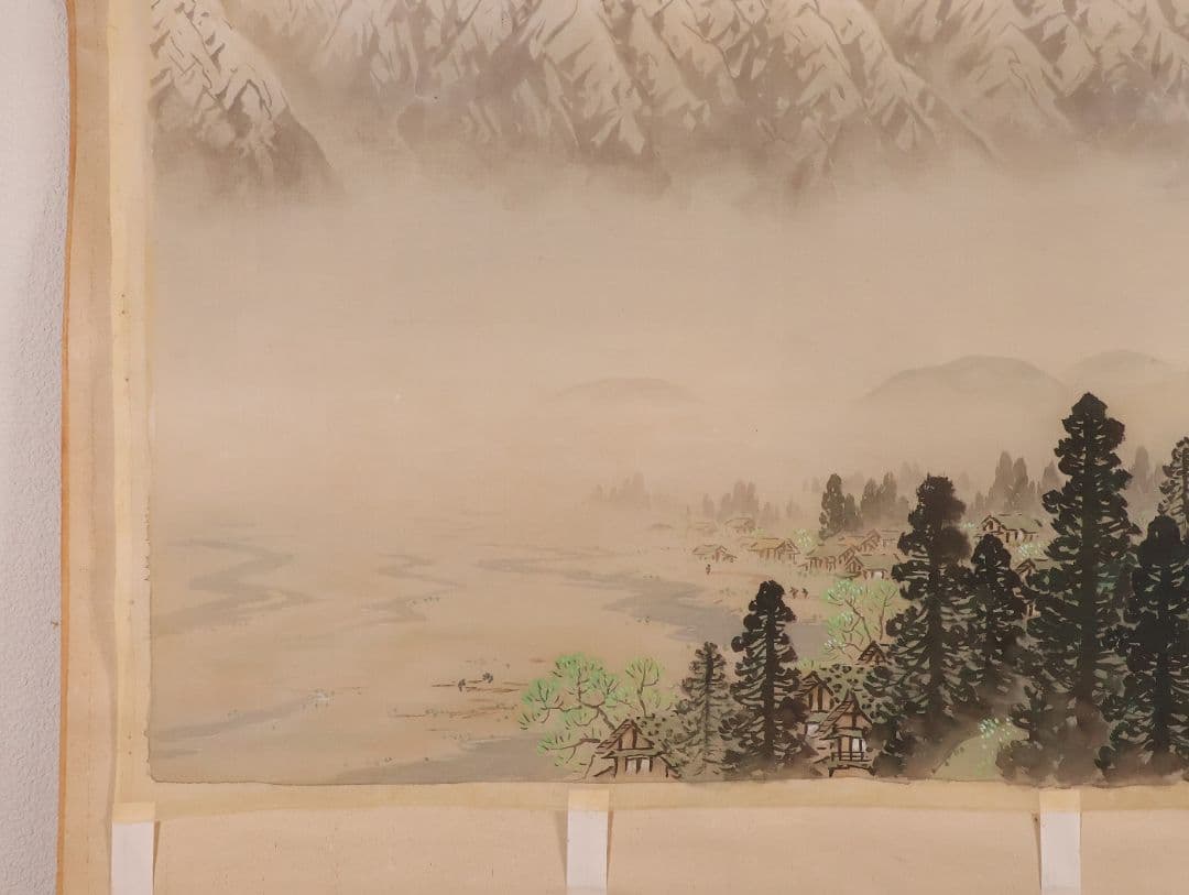 【模写】日本画 まくり2点まとめ 在銘 佳山 雪山 風景 絹本 掛軸 CM425