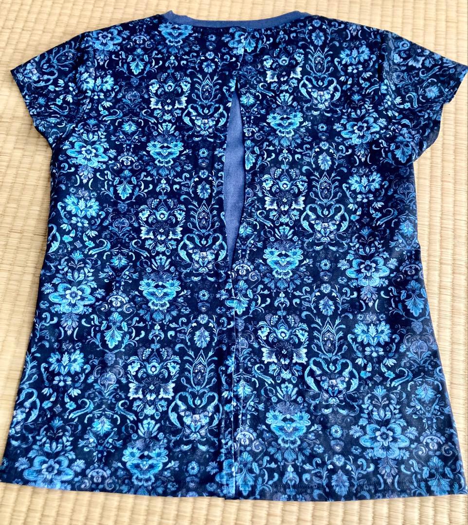 Admiral ネイビー 花柄 Tシャツ M　ATLA549