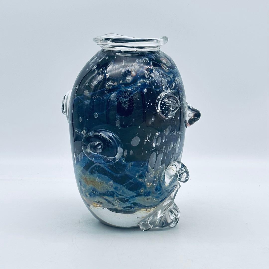 野田雄一　富山ガラス　工芸ガラス　花入花瓶　93年作 壺　花器　ガラスオブジェ
