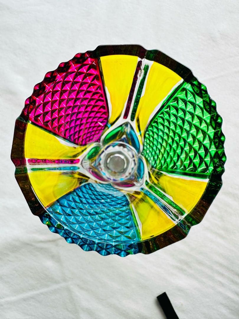 Vintage Cut Glass Vaseレトロ ガラス 花瓶 ステンドグラス