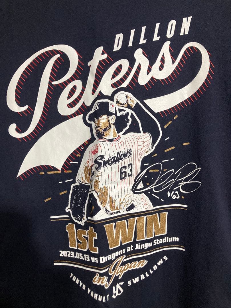 激レア! 東京ヤクルトスワローズ63ディロンピータース 初勝利記念Tシャツ XL