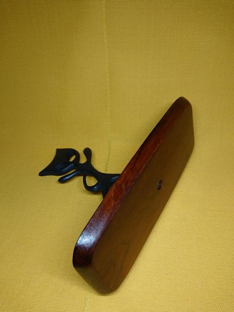 【美品】ネコ　黒猫　金属　トレー　置物　インテリア　工芸品　美術品　A3008