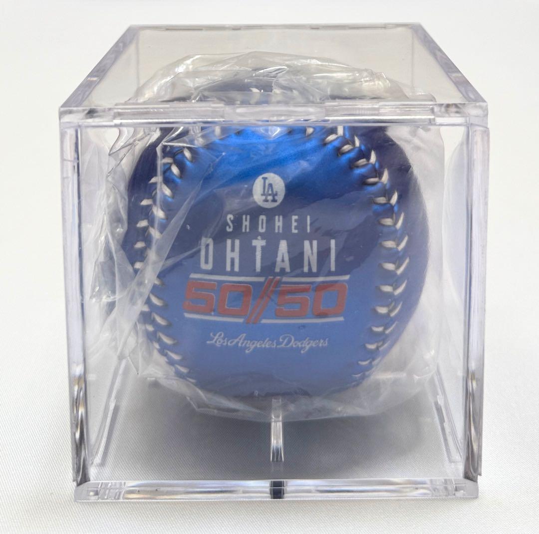 大谷翔平 50/50達成記念 プリントサイン入りボール 青/ブルー ドジャース
