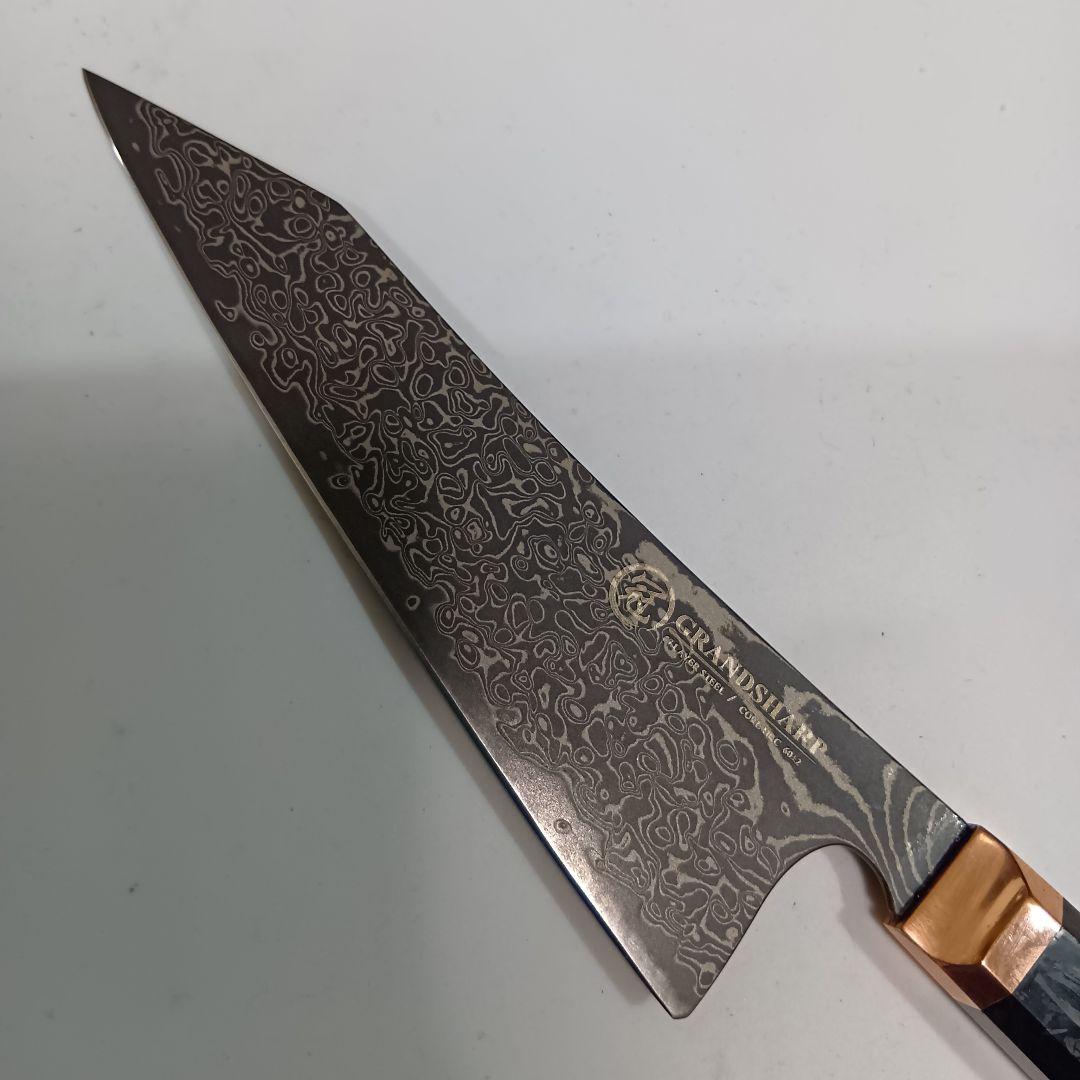 V金10号 ダマスカス67層 黒染め 切付型 ペティナイフ 14cm 包丁